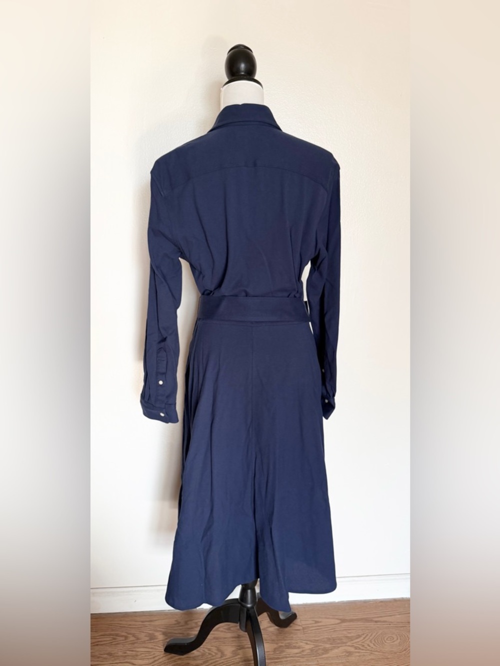 Ralph Lauren Navy Long-Sleeve Shirt Dress with Self Tie - Picture 3 of 8